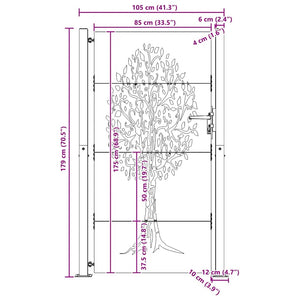 Gartentor 100x175 cm Cortenstahl Baumdesign