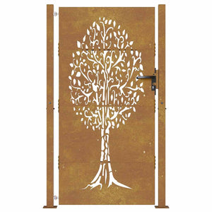 Gartentor 100x175 cm Cortenstahl Baumdesign