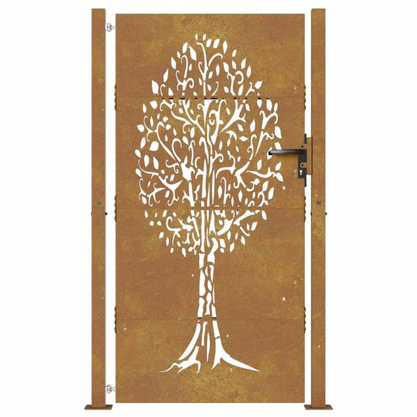 Gartentor 100x175 cm Cortenstahl Baumdesign