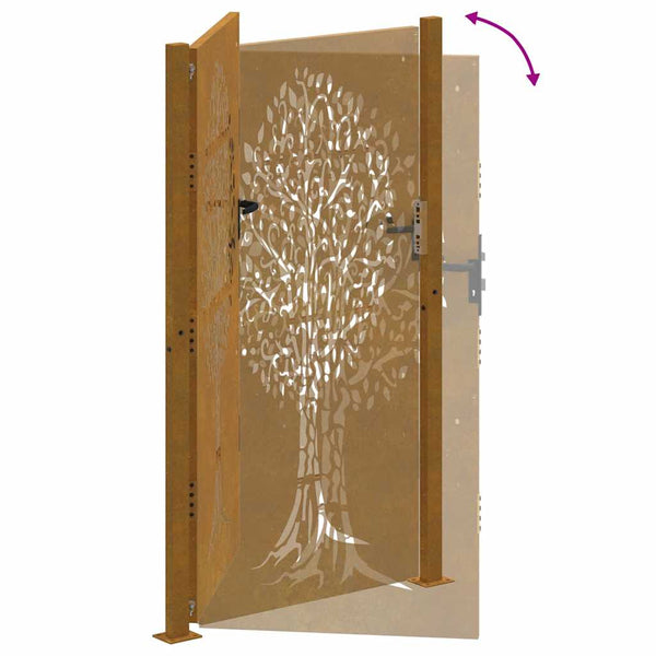 Gartentor 100x175 cm Cortenstahl Baumdesign