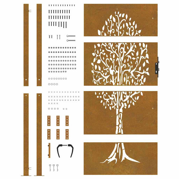 Gartentor 100x175 cm Cortenstahl Baumdesign