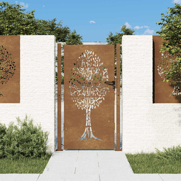 Gartentor 100x175 cm Cortenstahl Baumdesign