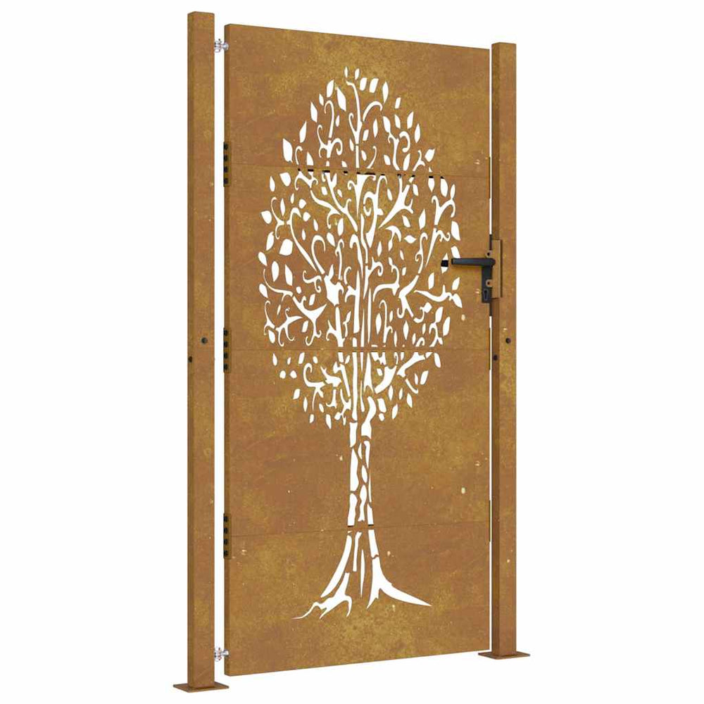 vidaXL Portail de jardin 100x200 cm Acier Corten Motif arbre