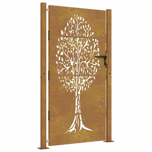 Gartentor 100x200 cm Cortenstahl Baumdesign