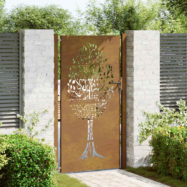 Gartentor 100x200 cm Cortenstahl Baumdesign