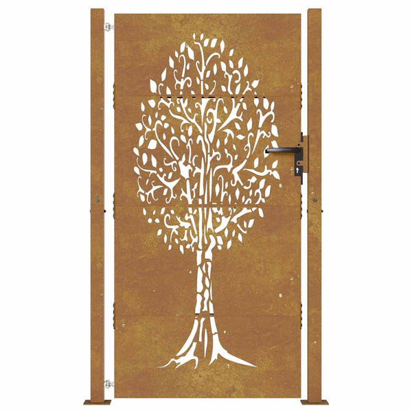 Gartentor 100x200 cm Cortenstahl Baumdesign