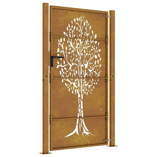 Gartentor 100x200 cm Cortenstahl Baumdesign