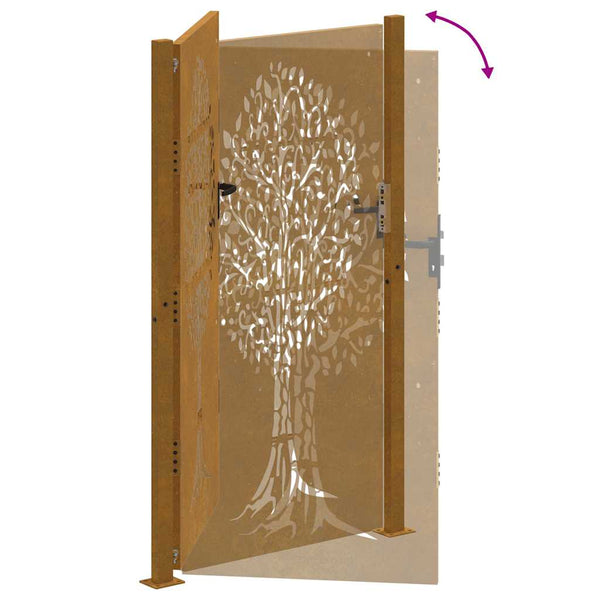 Gartentor 100x200 cm Cortenstahl Baumdesign