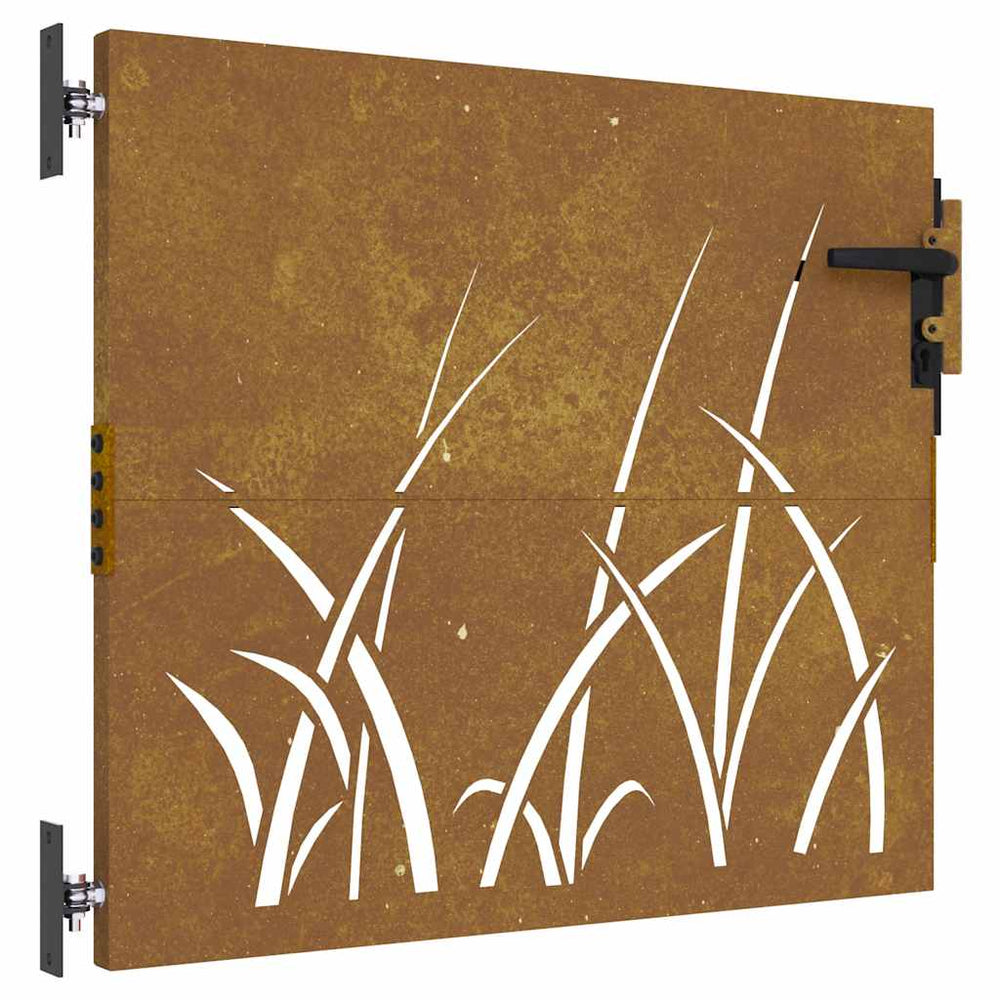 vidaXL Portail de jardin 85x75 cm Acier Corten Motif herbe