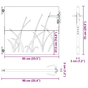 Gartentor 85x75 cm Cortenstahl Gras-Design