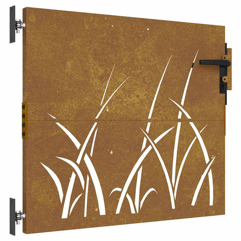 vidaXL Portail de jardin 85x100 cm Acier Corten Motif herbe