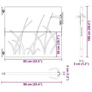 Gartentor 85x100 cm Cortenstahl Gras-Design