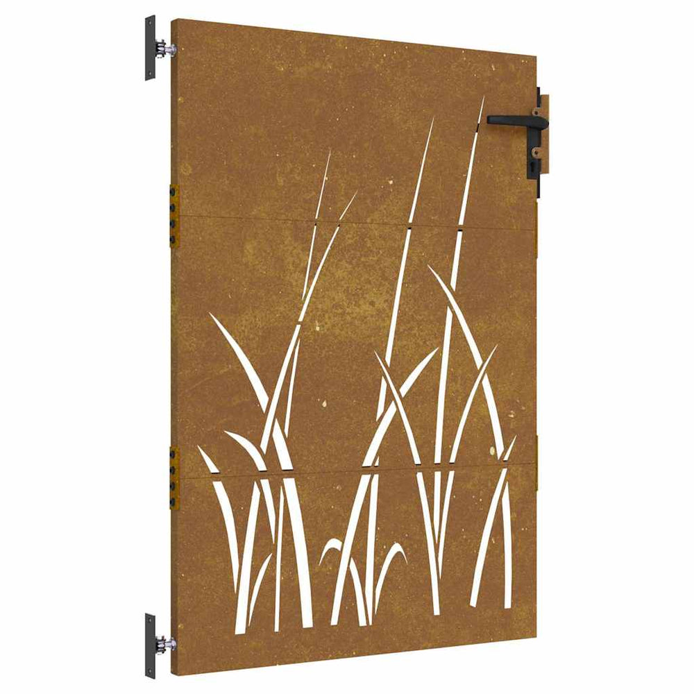 vidaXL Portail de jardin 85x125 cm Acier Corten Motif herbe