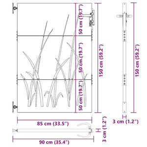 Gartentor 85x150 cm Cortenstahl Gras-Design