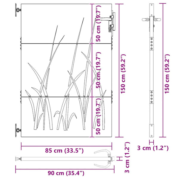Gartentor 85x150 cm Cortenstahl Gras-Design