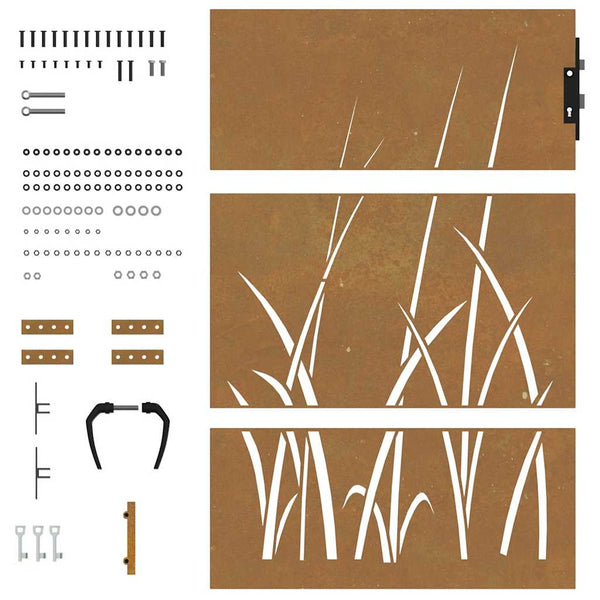 Gartentor 85x150 cm Cortenstahl Gras-Design