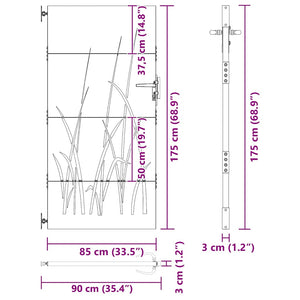 Gartentor 85x175 cm Cortenstahl Gras-Design