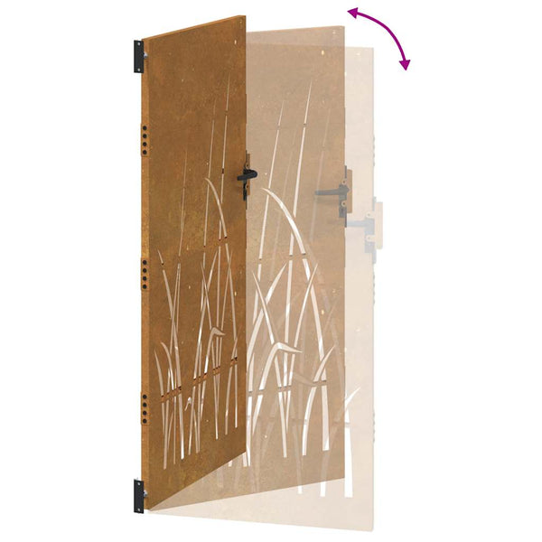 Gartentor 85x175 cm Cortenstahl Gras-Design