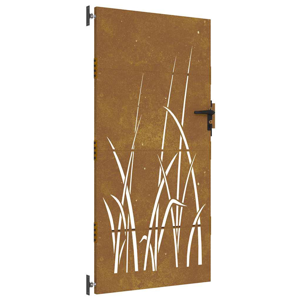 vidaXL Portail de jardin 85x200 cm Acier Corten Motif herbe
