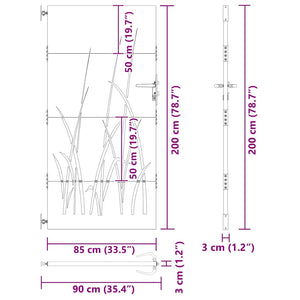 Gartentor 85x200 cm Cortenstahl Gras-Design