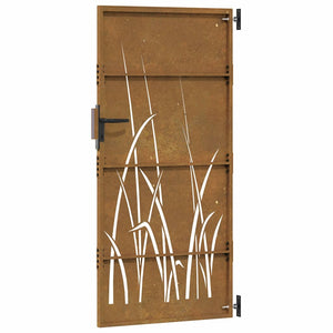 Gartentor 85x200 cm Cortenstahl Gras-Design