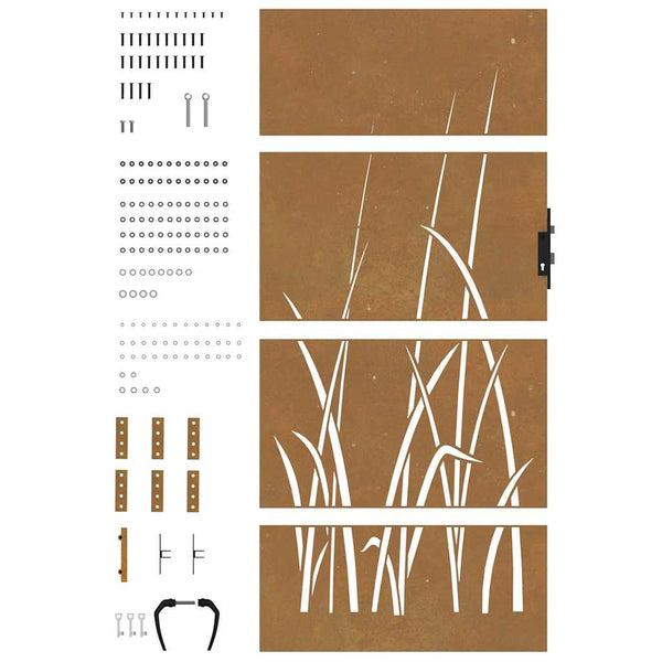Gartentor 85x200 cm Cortenstahl Gras-Design