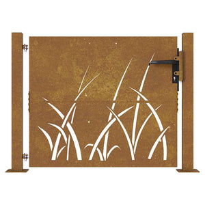 Gartentor 100x75 cm Cortenstahl Gras-Design