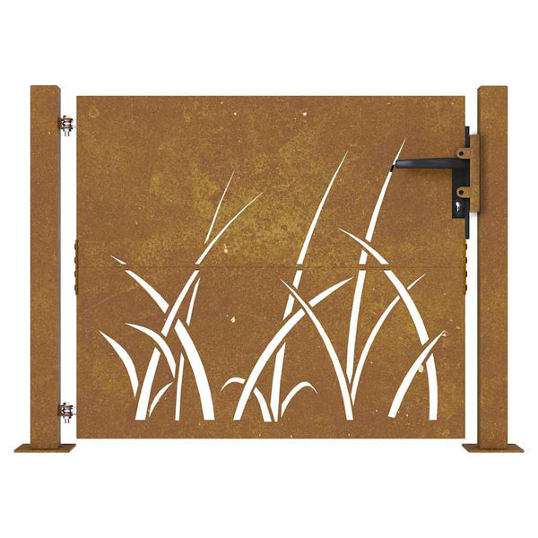 Gartentor 100x75 cm Cortenstahl Gras-Design