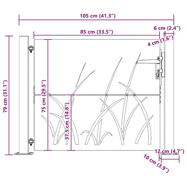 Gartentor 100x75 cm Cortenstahl Gras-Design
