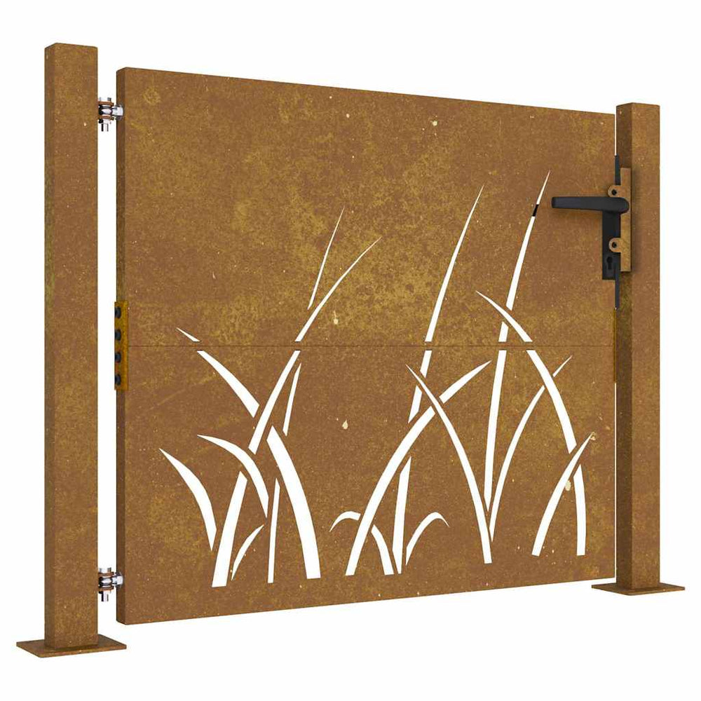 vidaXL Portail de jardin 100x100 cm en acier Corten motif herbe