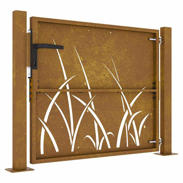 Gartentor 100x100 cm Cortenstahl Gras-Design
