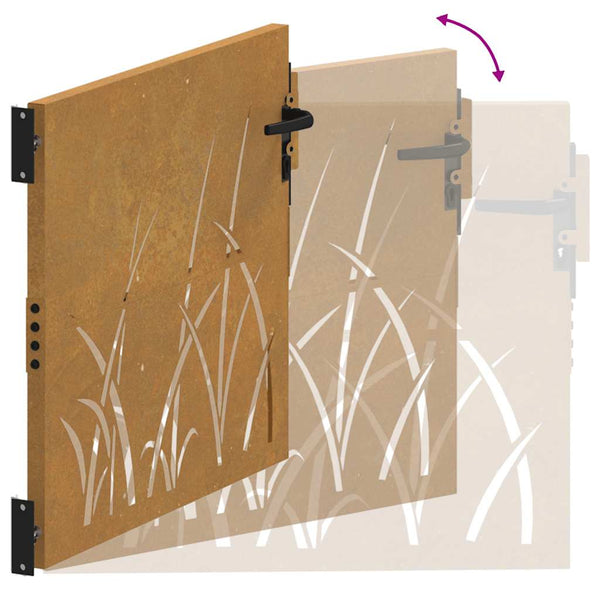 Gartentor 100x100 cm Cortenstahl Gras-Design