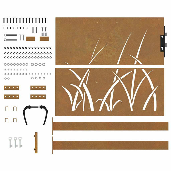 Gartentor 100x100 cm Cortenstahl Gras-Design