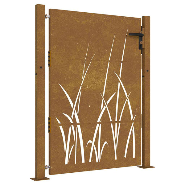 Gartentor 100x125 cm Cortenstahl Gras-Design