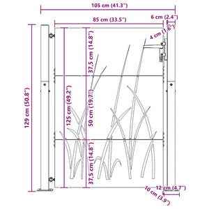 Gartentor 100x125 cm Cortenstahl Gras-Design