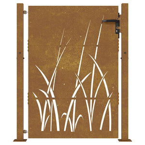 Gartentor 100x125 cm Cortenstahl Gras-Design