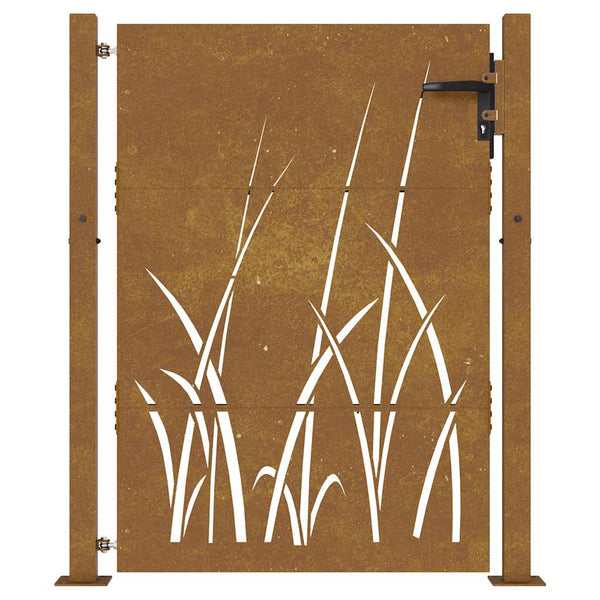 Gartentor 100x125 cm Cortenstahl Gras-Design