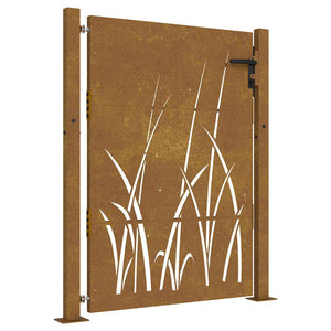 Gartentor 100x150 cm Cortenstahl Gras-Design