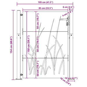 Gartentor 100x150 cm Cortenstahl Gras-Design