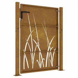 Gartentor 100x150 cm Cortenstahl Gras-Design