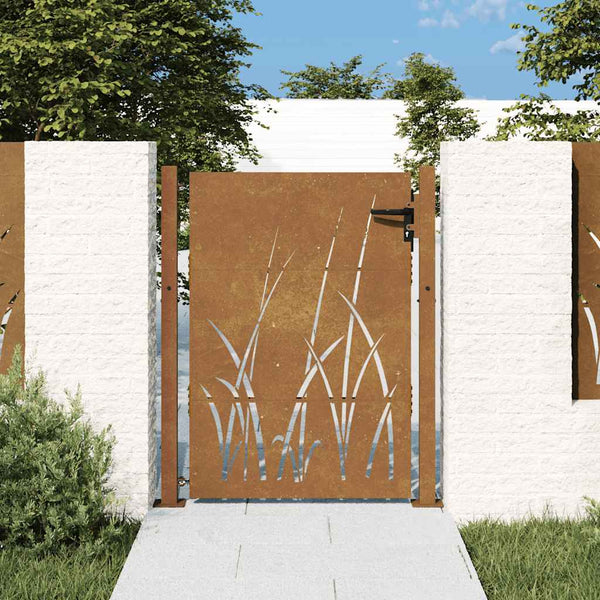 Gartentor 100x150 cm Cortenstahl Gras-Design