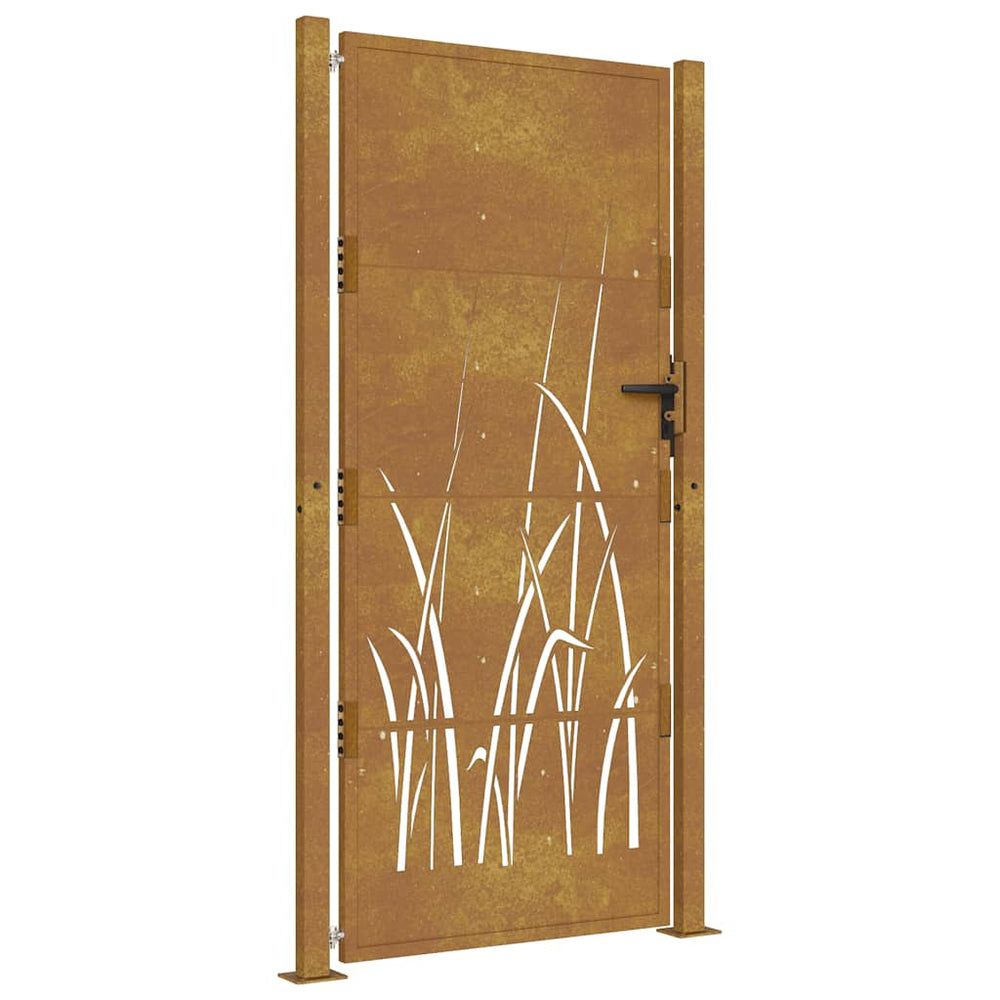 vidaXL Portillon de jardin 100x175 cm acier Corten motif herbe