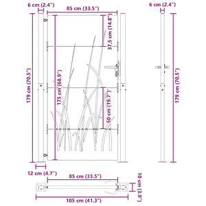 Gartentor 100x175 cm Cortenstahl Gras-Design