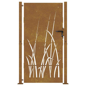 Gartentor 100x175 cm Cortenstahl Gras-Design