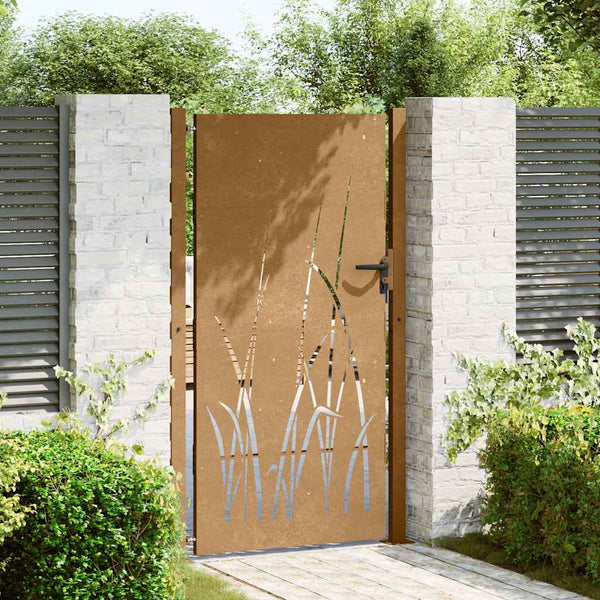 Gartentor 100x200 cm Cortenstahl Gras-Design