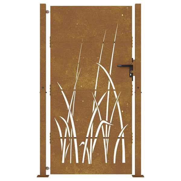 Gartentor 100x200 cm Cortenstahl Gras-Design