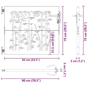 Gartentor 85x75 cm Cortenstahl Bambus-Design