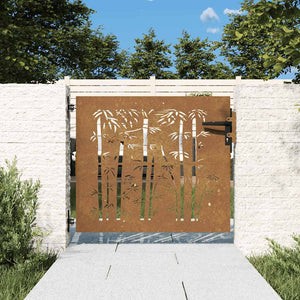 Gartentor 85x75 cm Cortenstahl Bambus-Design