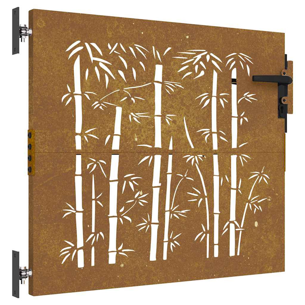 vidaXL Portillon de jardin 85x100 cm Acier Corten Motif bambou