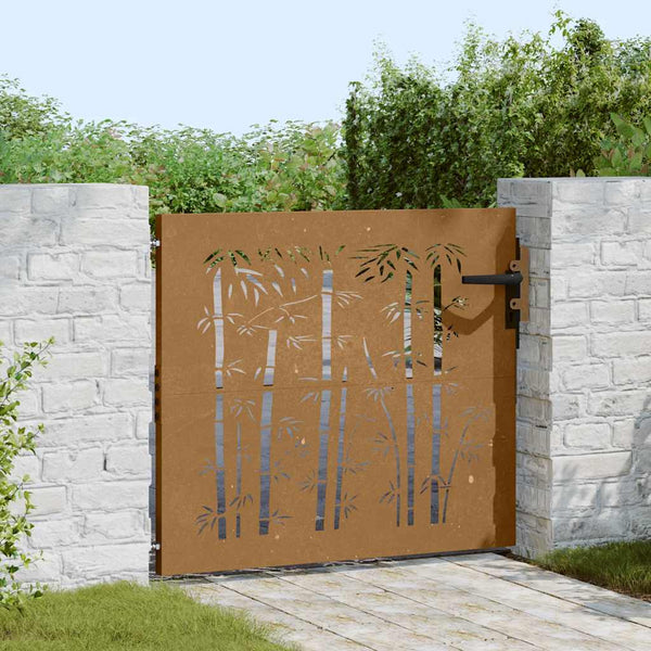Gartentor 85x100 cm Cortenstahl Bambus-Design